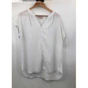 Philiosophy Short Sleeve Blouse White Women's Large Boho Casual
